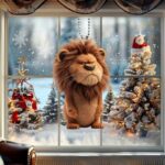 2D Cute Lion Hanging Ornament – Acrylic Car Mirror & Home Décor Pendant - Image 2