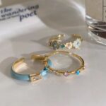 Blue Enamel Mother-of-Pearl Ring – Light Luxury Summer Statement Ring for Women - Image 9