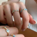 Blue Enamel Mother-of-Pearl Ring – Light Luxury Summer Statement Ring for Women - Image 8