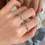 Blue Enamel Mother-of-Pearl Ring – Light Luxury Summer Statement Ring for Women - Image 3