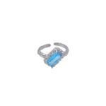Geometric Square Zircon Open Ring – Adjustable High-End INS Style for Women - Image 4