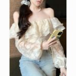 Elegant Off-Shoulder Lace Ruffle Top for Women - Image 3