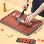 Antibacterial Ultraviolet Wood Cutting Board | Double-Sided Stainless Steel Chopping Block | Mold-Resistant, Durable, and Eco-Friendly Kitchen Board - Image 3