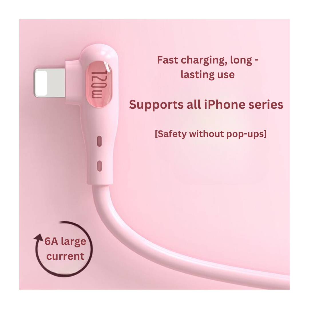 1_b1abf921-9f51-4853-a133-245db0534027 Curved Fast Charging Cable for iPhone Compatible with iPhone 14/11/7/8/6, USB, Game-Friendly Design. - Image 1