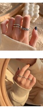 925 Sterling Silver Minimalist Combination Ring – Luxury Index Ring - Image 4