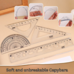 Capybara soft ruler student special plastic ruler triangle ruler protractor ruler four-piece set 20cm - Image 2