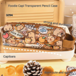 Capybara transparent pencil case cartoon cute student stationery storage bag capybara high value waterproof pencil case - Image 2