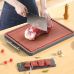 Antibacterial Ultraviolet Wood Cutting Board | Double-Sided Stainless Steel Chopping Block | Mold-Resistant, Durable, and Eco-Friendly Kitchen Board - Image 4