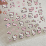 5D Hello Kitty Embossed Nail Stickers – Cute Pink Skirt Kitty Cat DIY Decals for Water Bottles, Cameras & More - Image 2