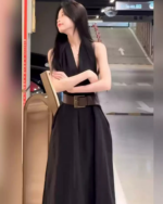 Black Elegant V-Neck Halter Maxi Dress – Sleeveless Slim Fit Luxury Summer Dress for Women - Image 3