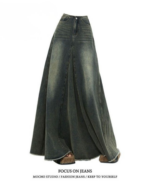 High Waist Denim A-Line Midi Skirt for Women - Image 2