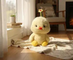 Cute Yellow Chick Plush Toy with Flower Accent - Soft & Cuddly Stuffed Animal
