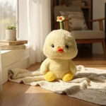 Cute Yellow Chick Plush Toy with Flower Accent - Soft & Cuddly Stuffed Animal