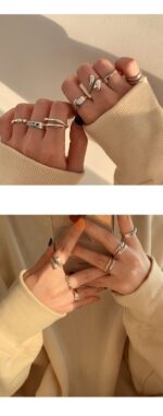 925 Sterling Silver Minimalist Combination Ring – Luxury Index Ring - Image 7