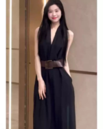 Black Elegant V-Neck Halter Maxi Dress – Sleeveless Slim Fit Luxury Summer Dress for Women - Image 5