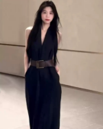 Black Elegant V-Neck Halter Maxi Dress – Sleeveless Slim Fit Luxury Summer Dress for Women - Image 6