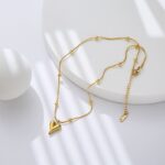 Beaded Snake Chain Heart Pendant Necklace for Women - Image 4