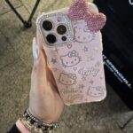 Hello Kitty Rhinestone Bowknot Full Coverage Phone Case for Apple Phones