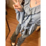 Cinched Waist Spring Blouse for Women - Image 5