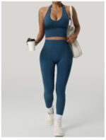 High-Waist Tummy Control Yoga Pants for Women - Ribbed Elastic Fitness Leggings, Butt Lift & High Stretch Running Sports Pants - Image 9