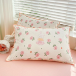Charming Tulip & Mini Bear Cartoon Lightweight Quilt With Tassel Lace Trim - Set of Bedsheets, Duvet Cover & Pillow case - Image 6