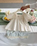 Girls Korean Style Doll Collar Floral Summer Set - Image 7