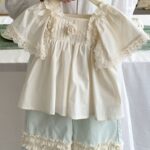 Girls Korean Style Doll Collar Floral Summer Set