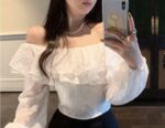 Elegant Off-Shoulder Lace Ruffle Top for Women - Image 5