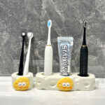 Bathroom Cream-Style Electric Toothbrush Holder – Punchless Toothpaste & Brush Storage Rack - Image 4