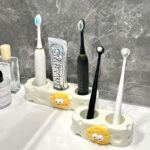 Bathroom Cream-Style Electric Toothbrush Holder – Punchless Toothpaste & Brush Storage Rack - Image 2