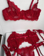 Burgundy Eyelash Lace Lingerie Set – Sexy Luxury Lace Bra & Panty Set