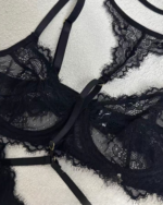 Burgundy Eyelash Lace Lingerie Set – Sexy Luxury Lace Bra & Panty Set - Image 3