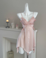 Blush Butterfly Lace Satin Nightdress Set - Image 7
