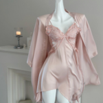 Blush Butterfly Lace Satin Nightdress Set