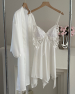 Blush Butterfly Lace Satin Nightdress Set - Image 5