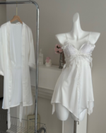 Blush Butterfly Lace Satin Nightdress Set - Image 4