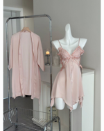 Blush Butterfly Lace Satin Nightdress Set - Image 10