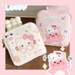 Cartoon Sanitary Pad Pouch - Large Capacity, Portable Menstrual Pad Storage Bag, Cute Girl’s Canvas Bag with Oil Painting KT Design - Image 6