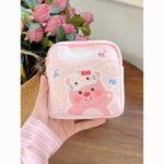 Cartoon Sanitary Pad Pouch - Large Capacity, Portable Menstrual Pad Storage Bag, Cute Girl’s Canvas Bag with Oil Painting KT Design - Image 3