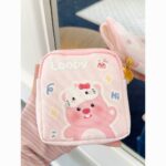 Cartoon Sanitary Pad Pouch - Large Capacity, Portable Menstrual Pad Storage Bag, Cute Girl’s Canvas Bag with Oil Painting KT Design - Image 2