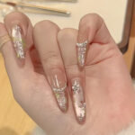Golden Jade Bloom Cat Eye Handmade Press-On Nails – Elegant High-End Hand-Painted False Nails - Image 2