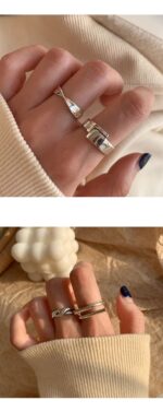 925 Sterling Silver Minimalist Combination Ring – Luxury Index Ring - Image 10