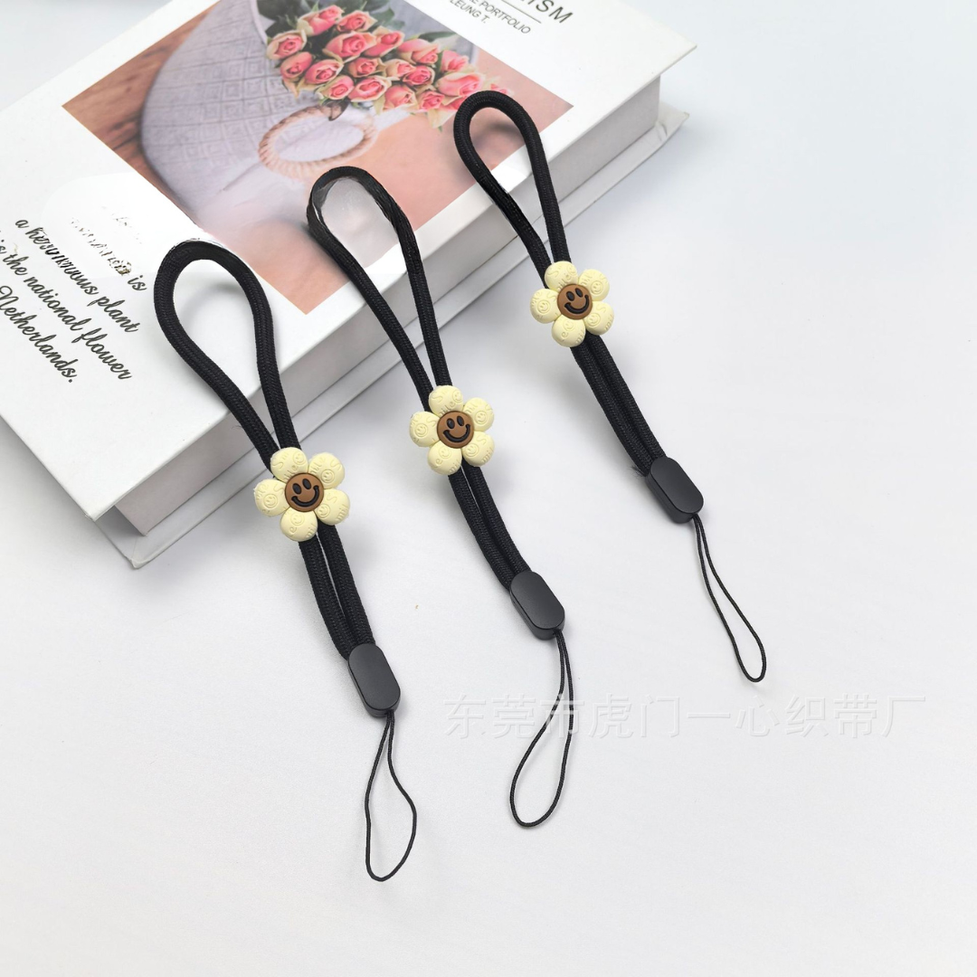 fgfg Cartoon lanyard for Pink Text Black Cat Cartoon Phone Charm - Image 1