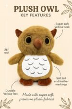 Adorable Brown Owl Plush Toy with Big Sparkly Eyes - Ultra-Soft Stuffed Animal Bird - Image 3