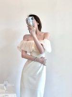 French elegant off-shoulder slim-fitting hip high-end seaside vacation dress - Image 2