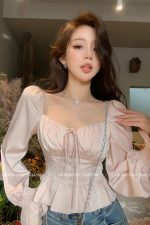 French Square chiffon Neck Shirt for Women High end top - Image 6