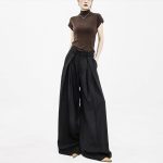 Women's Wide Leg Straight Trousers - High Waist Extra Long Dress Pants - Image 11