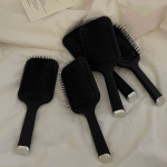 Minimalist Black Air Cushion Hairbrush – Anti-Static Paddle Comb for Women - Image 2