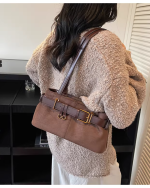 Large Capacity Retro Tote Shoulder Bag for Women – Vintage Handbag Underarm Work Commuter Bag - Image 2