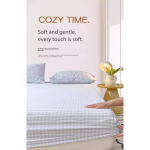 Washed Cotton Fitted Sheet – Simple Checkered & Solid Color Mattress Protector, Full Wrap Bed Sheet 3-Piece Set - Image 11